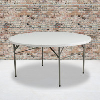 Flash Furniture DAD-154Z-GG 60'' Round Bi-Fold Granite White Plastic Folding Table